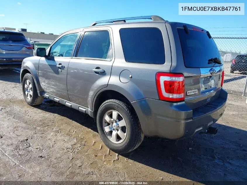 1FMCU0E7XBKB47761 2011 Ford Escape Limited