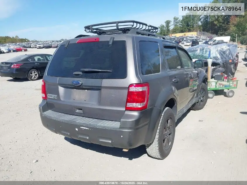 1FMCU0E75CKA78964 2012 Ford Escape Limited