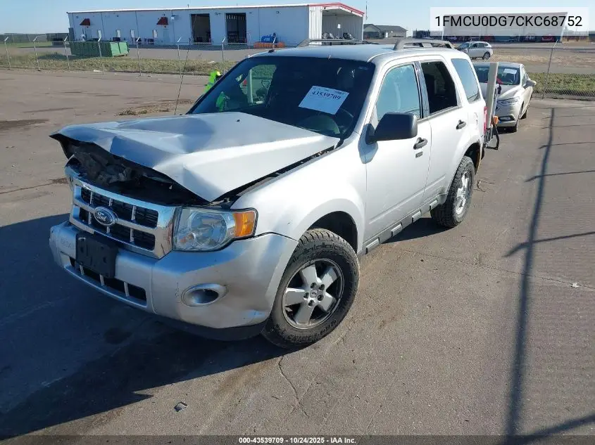 1FMCU0DG7CKC68752 2012 Ford Escape Xlt