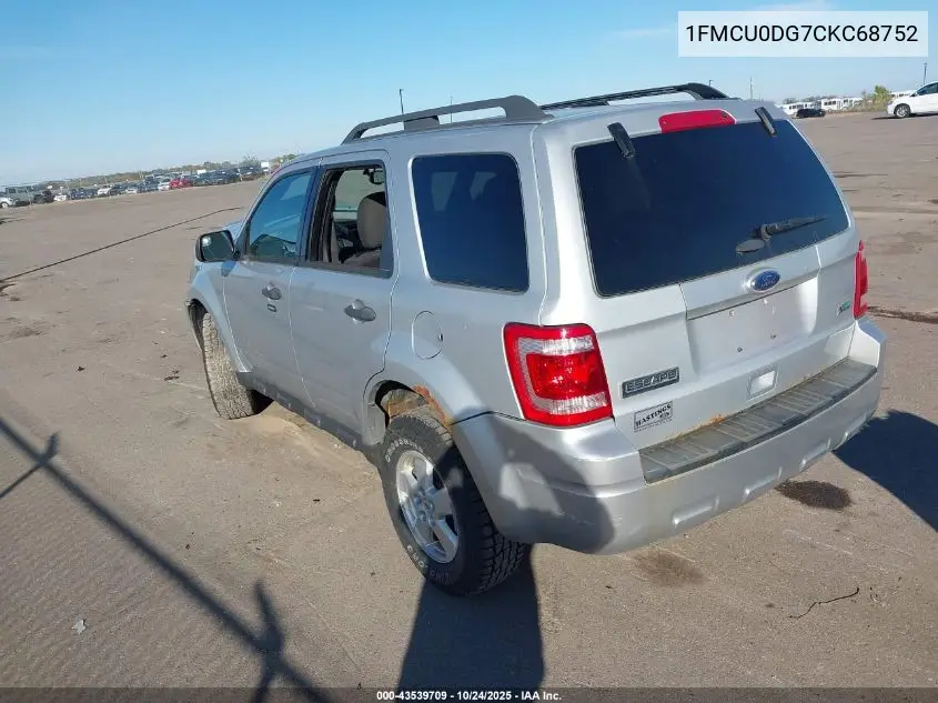 1FMCU0DG7CKC68752 2012 Ford Escape Xlt