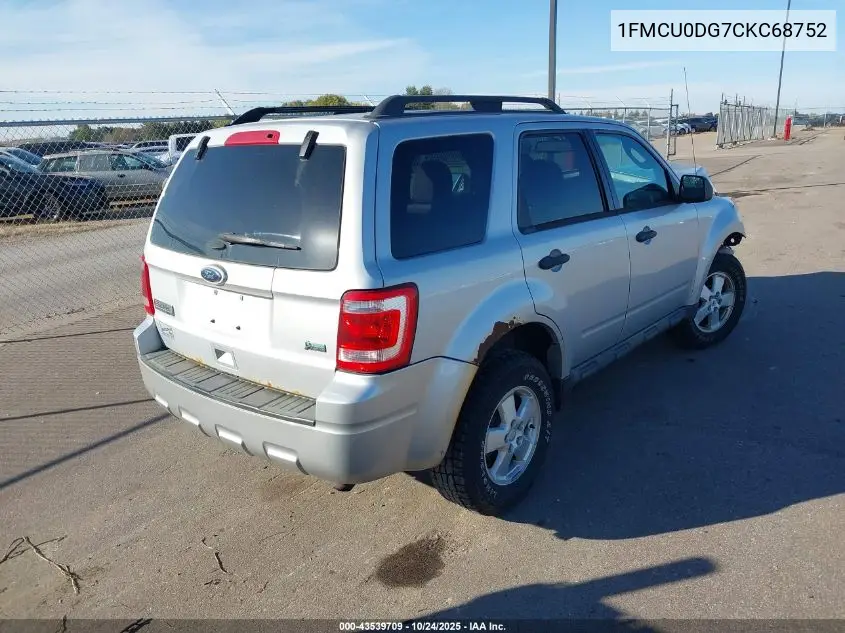1FMCU0DG7CKC68752 2012 Ford Escape Xlt
