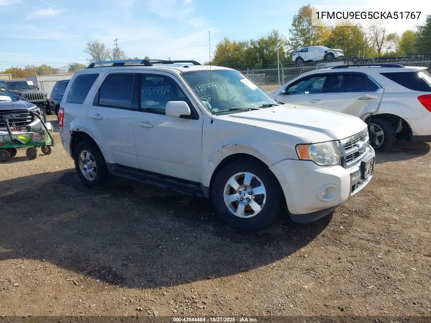 1FMCU9EG5CKA51767 2012 Ford Escape Limited