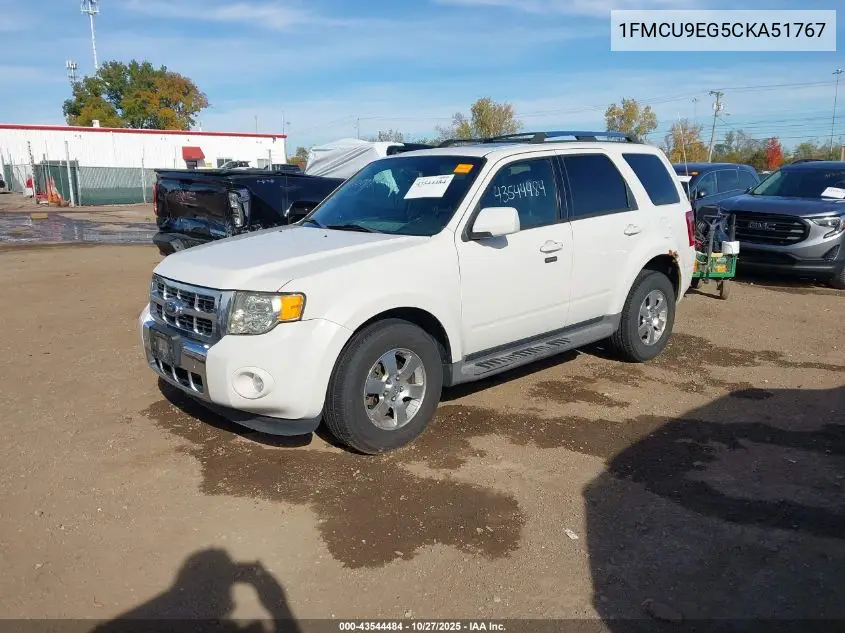 1FMCU9EG5CKA51767 2012 Ford Escape Limited