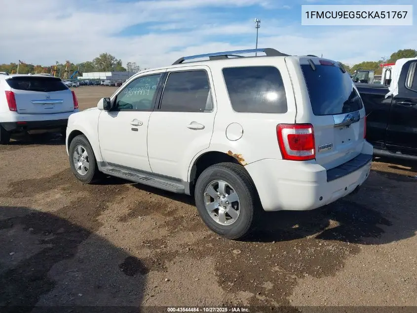 1FMCU9EG5CKA51767 2012 Ford Escape Limited