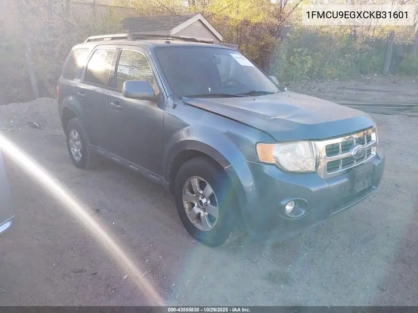 1FMCU9EGXCKB31601 2012 Ford Escape Limited
