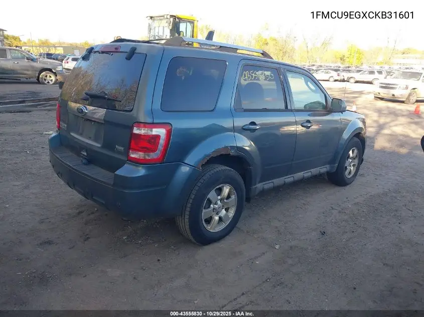 1FMCU9EGXCKB31601 2012 Ford Escape Limited