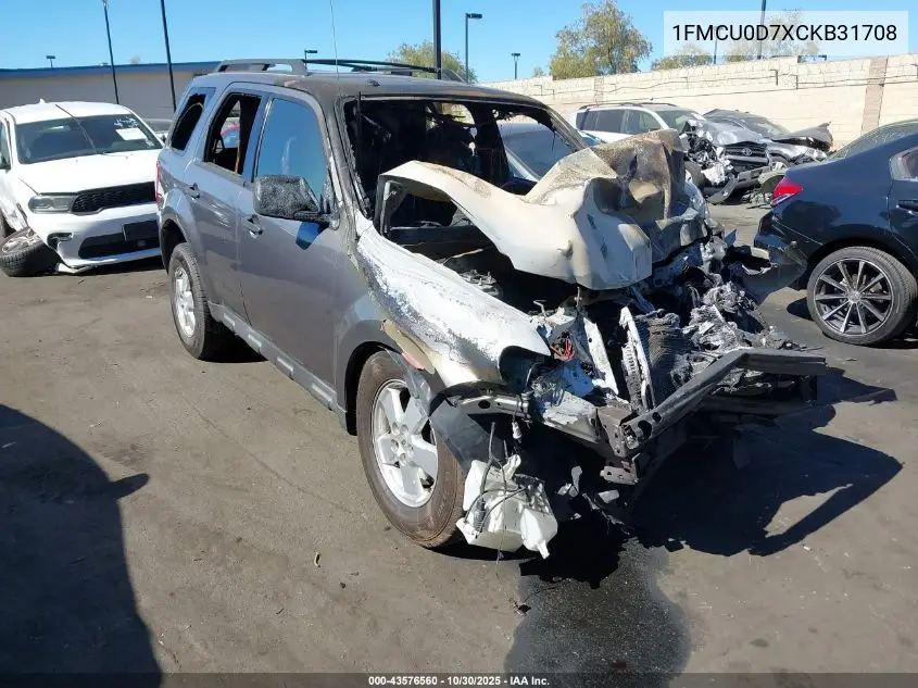 1FMCU0D7XCKB31708 2012 Ford Escape Xlt