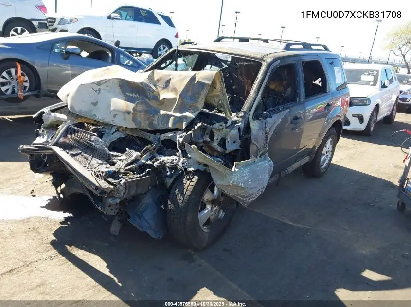 1FMCU0D7XCKB31708 2012 Ford Escape Xlt