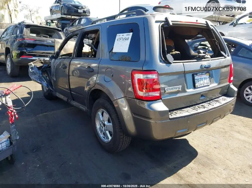 1FMCU0D7XCKB31708 2012 Ford Escape Xlt
