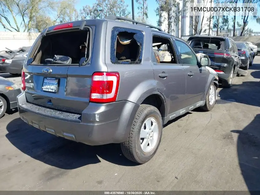 1FMCU0D7XCKB31708 2012 Ford Escape Xlt