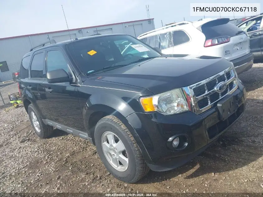 1FMCU0D70CKC67118 2012 Ford Escape Xlt