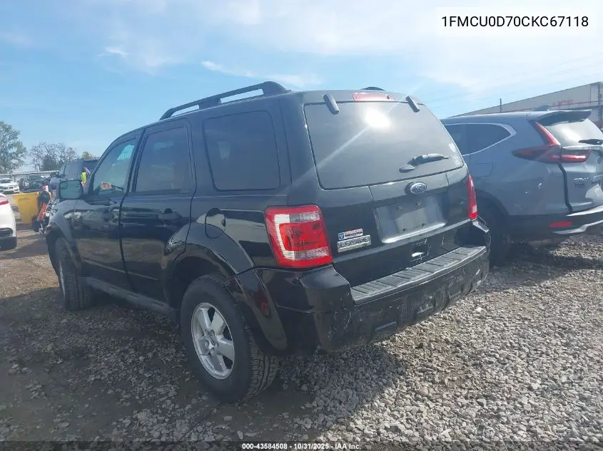 1FMCU0D70CKC67118 2012 Ford Escape Xlt