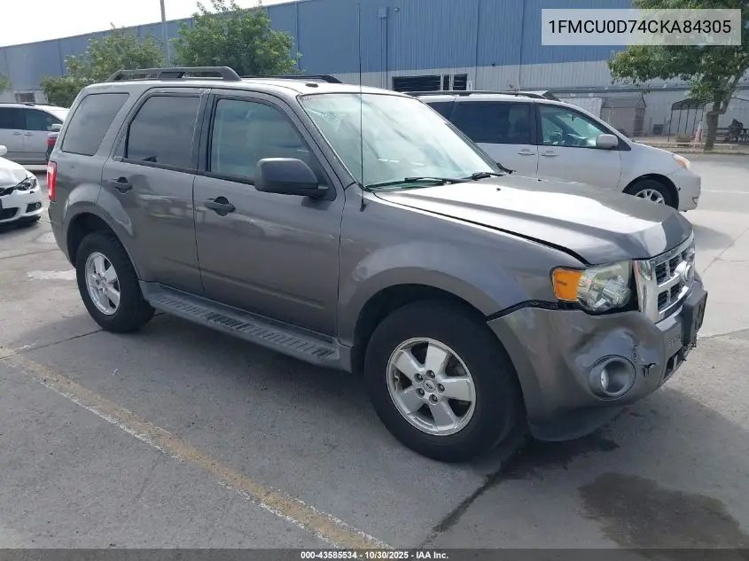 1FMCU0D74CKA84305 2012 Ford Escape Xlt