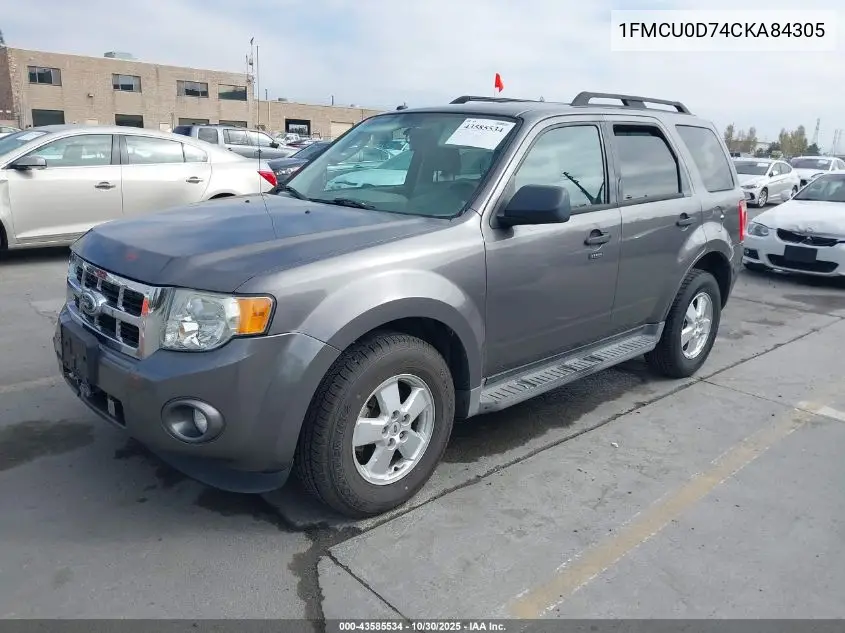 1FMCU0D74CKA84305 2012 Ford Escape Xlt