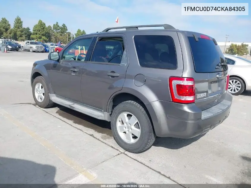 1FMCU0D74CKA84305 2012 Ford Escape Xlt