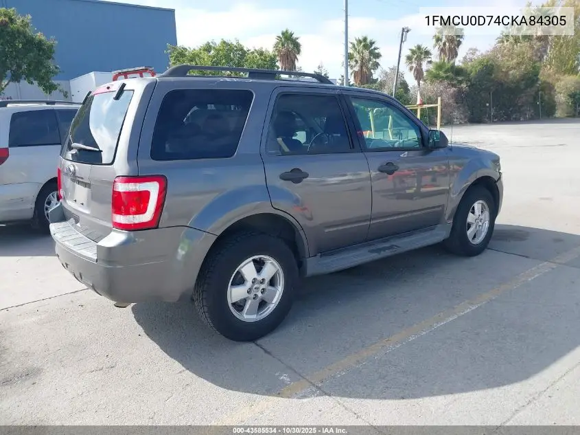 1FMCU0D74CKA84305 2012 Ford Escape Xlt