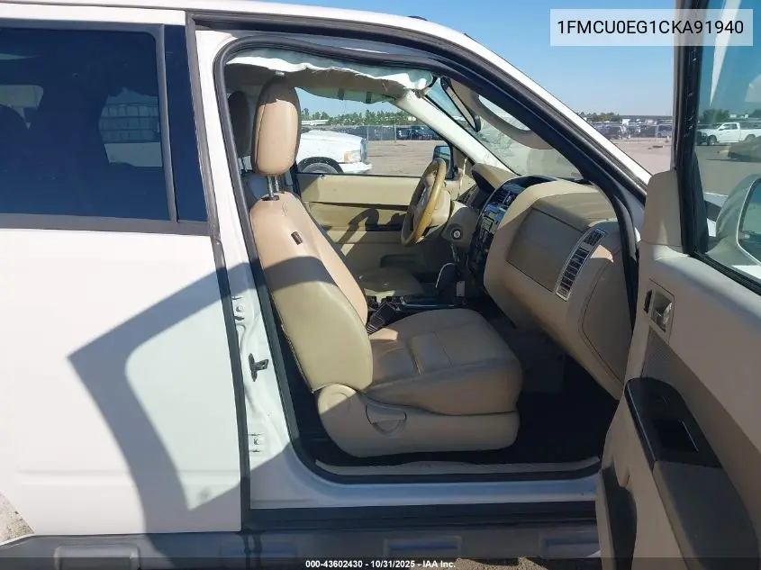 1FMCU0EG1CKA91940 2012 Ford Escape Limited