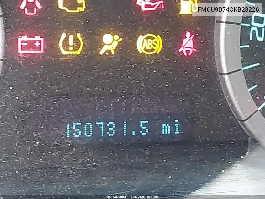 1FMCU9D74CKB28226 2012 Ford Escape Xlt