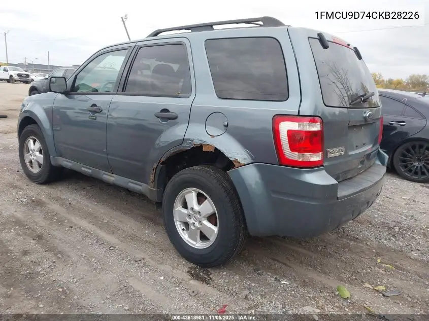 1FMCU9D74CKB28226 2012 Ford Escape Xlt