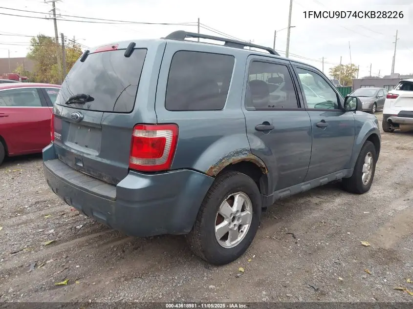 1FMCU9D74CKB28226 2012 Ford Escape Xlt