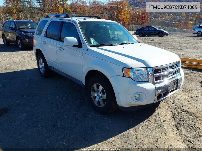 1FMCU9EG7CKB74809 2012 Ford Escape Limited