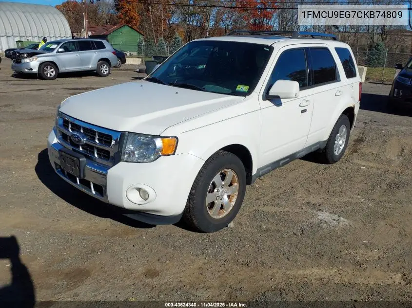 1FMCU9EG7CKB74809 2012 Ford Escape Limited
