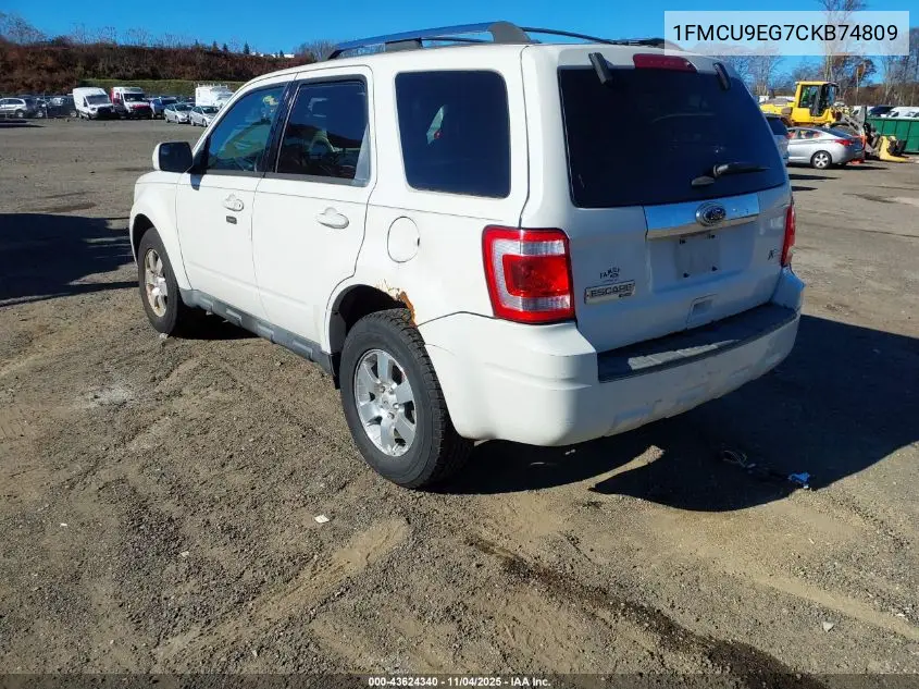 1FMCU9EG7CKB74809 2012 Ford Escape Limited