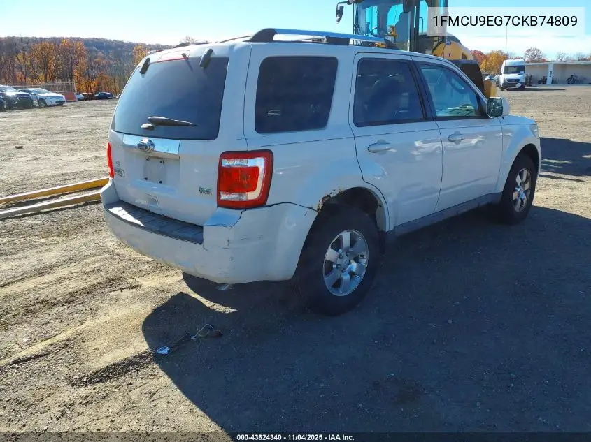 1FMCU9EG7CKB74809 2012 Ford Escape Limited