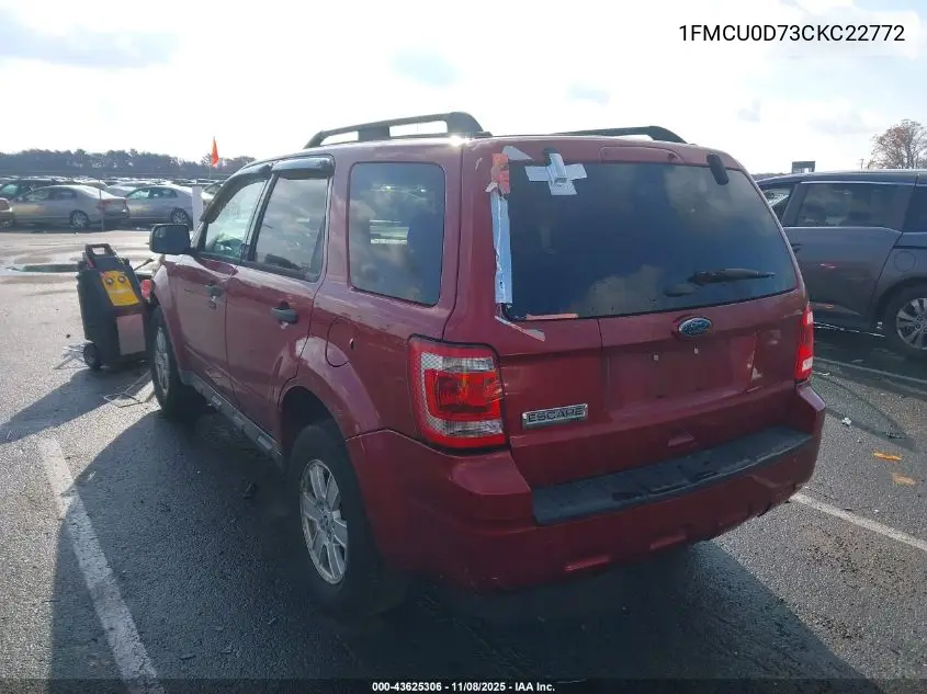 1FMCU0D73CKC22772 2012 Ford Escape Xlt