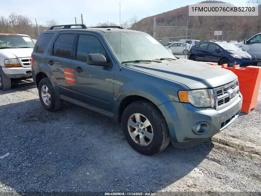 1FMCU0D76CKB52703 2012 Ford Escape Xlt