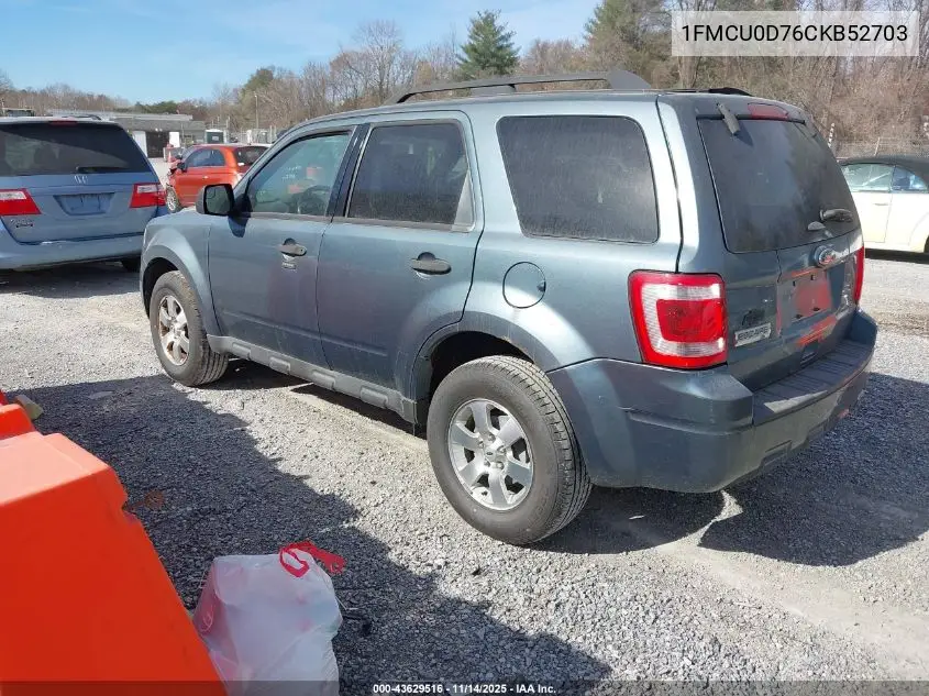 1FMCU0D76CKB52703 2012 Ford Escape Xlt