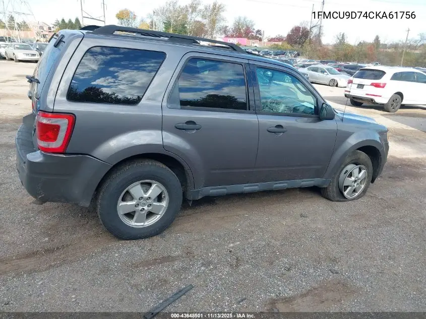 1FMCU9D74CKA61756 2012 Ford Escape Xlt