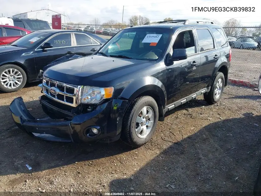 1FMCU9EG3CKB39832 2012 Ford Escape Limited