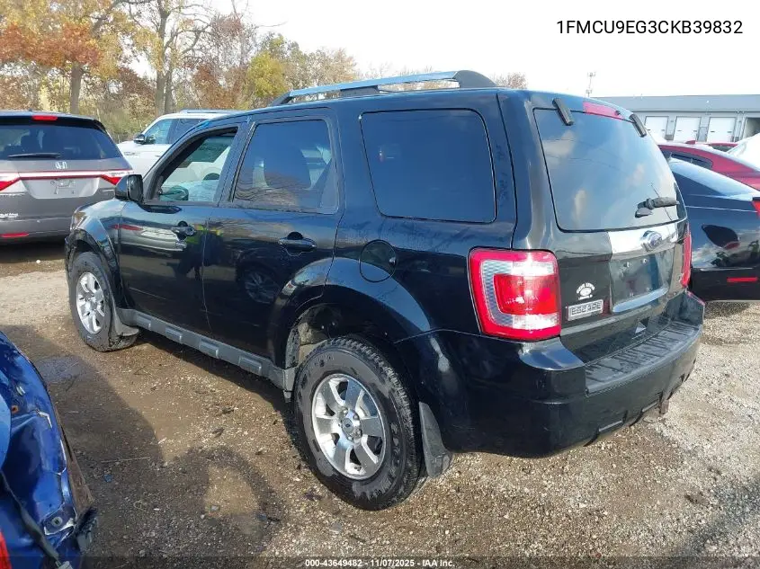 1FMCU9EG3CKB39832 2012 Ford Escape Limited