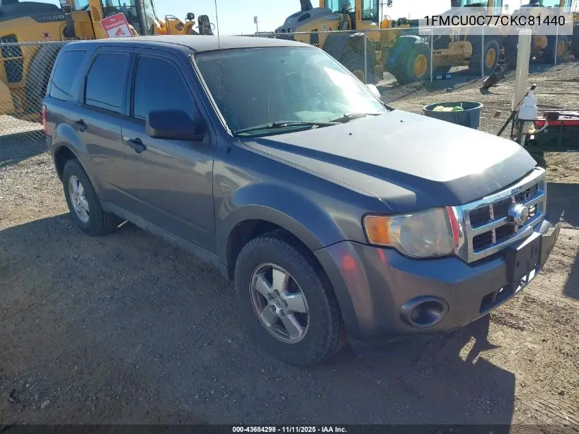 1FMCU0C77CKC81440 2012 Ford Escape Xls