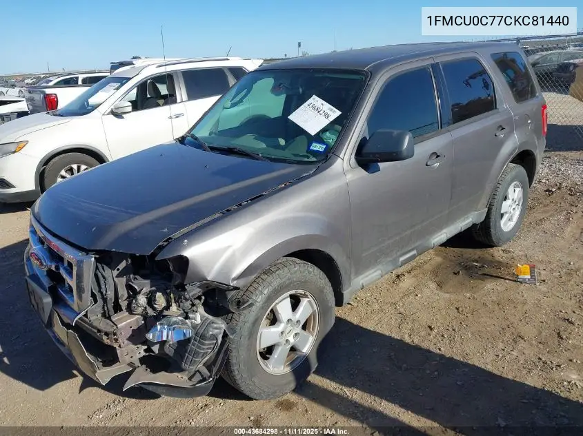 1FMCU0C77CKC81440 2012 Ford Escape Xls