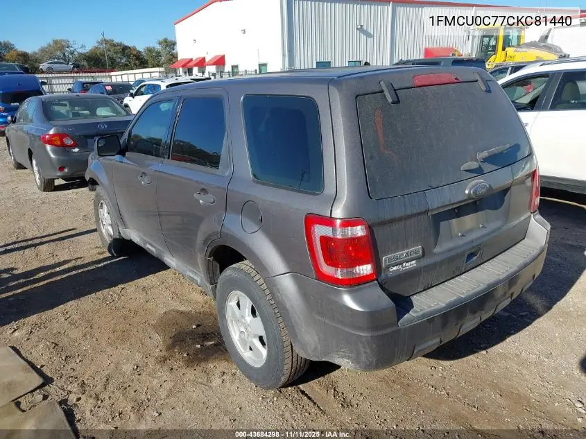 1FMCU0C77CKC81440 2012 Ford Escape Xls