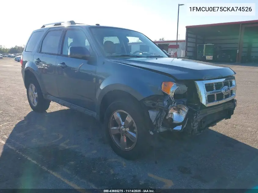 1FMCU0E75CKA74526 2012 Ford Escape Limited