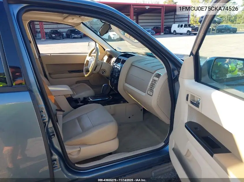 1FMCU0E75CKA74526 2012 Ford Escape Limited