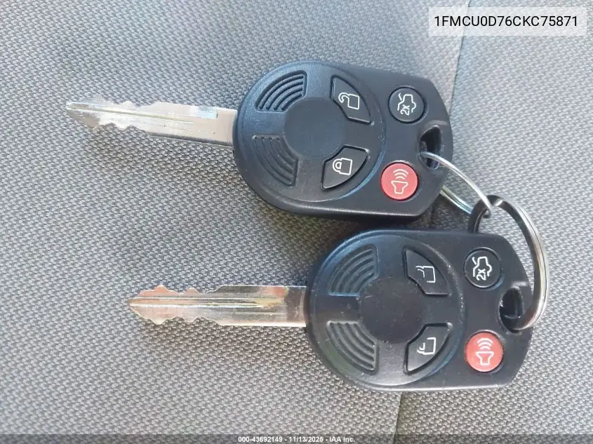 1FMCU0D76CKC75871 2012 Ford Escape Xlt