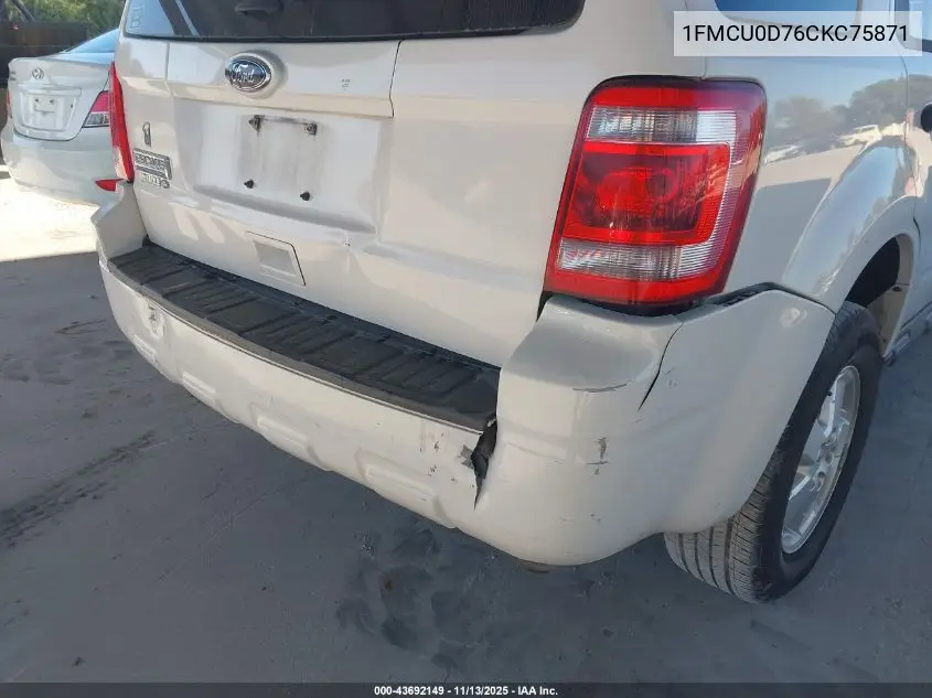 1FMCU0D76CKC75871 2012 Ford Escape Xlt