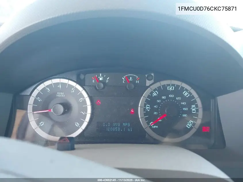 1FMCU0D76CKC75871 2012 Ford Escape Xlt