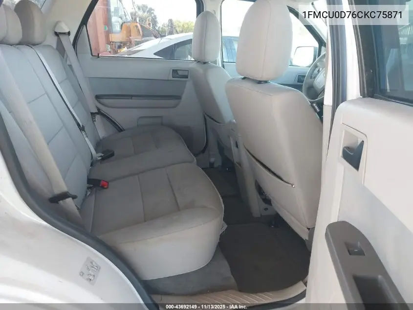 1FMCU0D76CKC75871 2012 Ford Escape Xlt