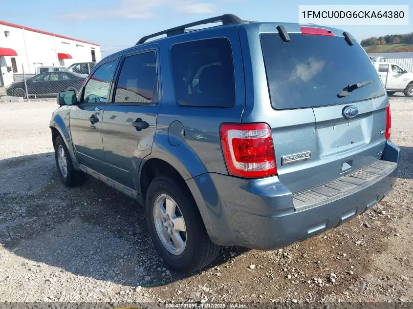 1FMCU0DG6CKA64380 2012 Ford Escape Xlt