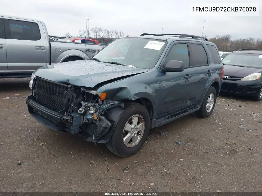 1FMCU9D72CKB76078 2012 Ford Escape Xlt