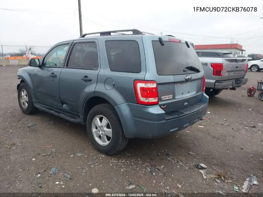 1FMCU9D72CKB76078 2012 Ford Escape Xlt