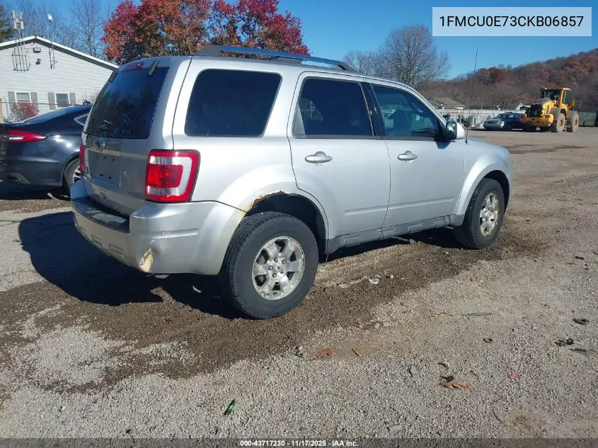 1FMCU0E73CKB06857 2012 Ford Escape Limited