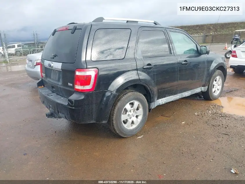 1FMCU9EG3CKC27313 2012 Ford Escape Limited