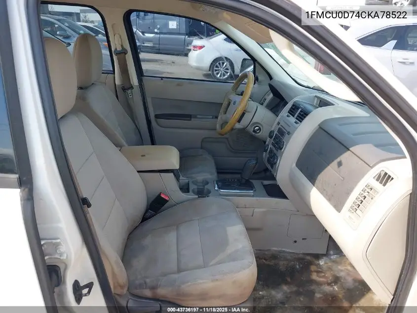 1FMCU0D74CKA78522 2012 Ford Escape Xlt