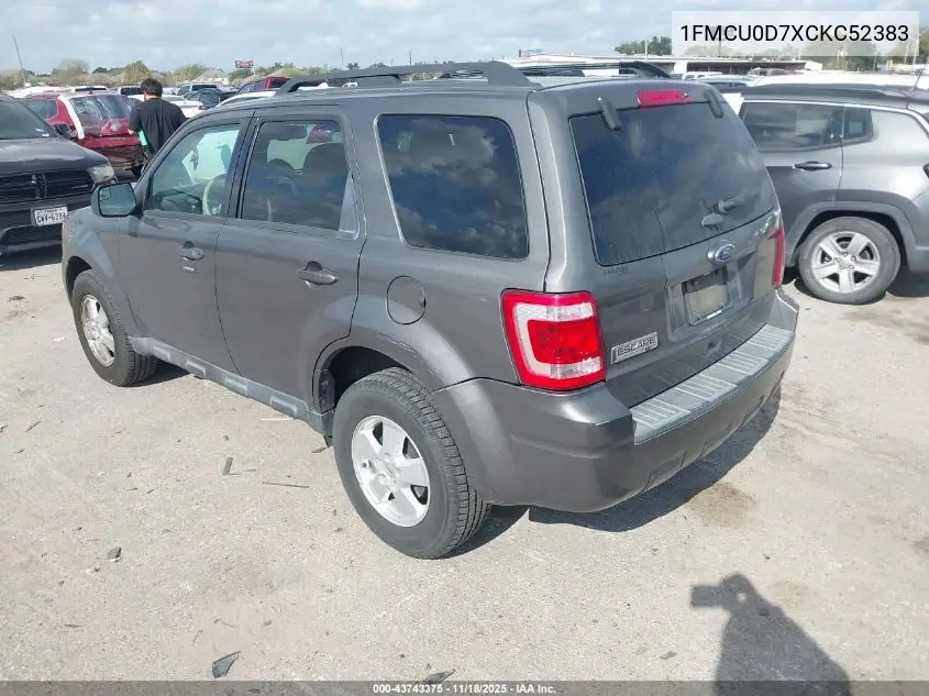 1FMCU0D7XCKC52383 2012 Ford Escape Xlt